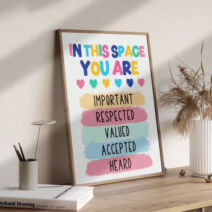 1pc/Set Modern Positive Affirmation Of Mental Health Canvas Posters Prints - Empowering Therapist Offices, School Counseling, Inspiring Canvas Wall Arts Paintings,Without Frame - Multicolor - View 1