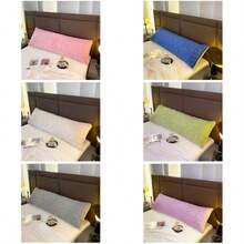 1pc Milk Velvet Thickened Quilted Solid Color Pillowcase, Soft, Wrinkle-Resistant, Breathable Pillowcase, Plush Quilted Edging Craftsmanship, Dormitory Double Pillowcase, Quilted Pillowcase For Couples, Silky Soft, Skin-Friendly, Warm And Comfortable, Machine Washable, 18.9*47.28in/18.9*59.1in/18.9*70.92in/19.7*29.55in