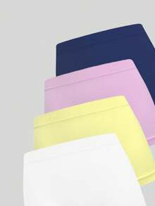 8pcs Girls Casual Solid Color Minimalist Camisole & Boyshort Underwear Set, Seamless Soft & Comfortable, Suitable For Teenage Students Daily Sportswear