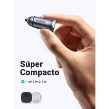 30W C Cargador Auto Carga Rpida, 2 Puertos Adaptador de Coche Tipo C y 3.0 de Aluminio Quick Compatible con 17 16 15 14 13 Pro, Pro, S25 S24 S23 - gris - Ver 5