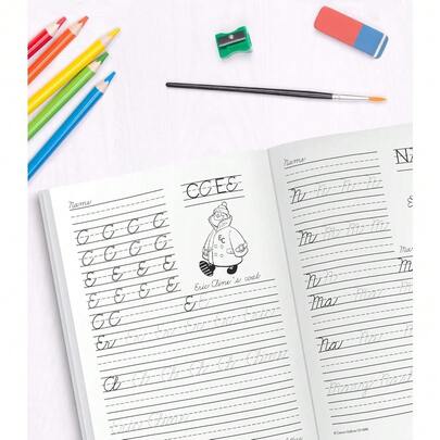 32pages  11 Inches X 8 ½ In Traditional Cursive Handwriting Workbook, Writing Book With Dry Erase Number And Letter Tracing Activities, Classroom Or Homeschool Curriculum Letter Tracing And Sight Words Practice, Classroom Or Homeschool Curriculum School Supplies Fantasy Book, Back To School Christmas Gifts Are Suitable As Study Rewards, Holiday Gifts, Or Birthday Gifts//Grooved Handwriting Workbook Cursive