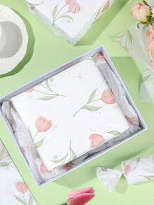 1-50张郁金香花图案薄纸，50*35厘米（19.7英寸*13.78英寸），适合DIY手工，桉树图案薄纸，复古宫廷泳池春景礼品包装纸，春季派对包装纸 - 彩色 - 查看 6