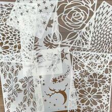 8 Stücke strukturierte Sprühschablonen mit Aussparungen, geeignet für DIY Wanddekoration, Türrahmen dekorative Malvorlagen, Wand- und Möbelbemalung, wiederverwendbare dekorative Malkunstutensilien