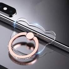 1pc Rose Gold Transparent Rhinestone Phone Ring Holder, Creative Slouchy Bracket For Watching Videos - Multicolor - View 13