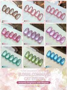 XEIJAYI 9Pcs 10ML Flower Cat Eye Magnetic Gel Polish Set With Soak Off UV LED Cat Eye Gel Polish Manicure Nail Art Gift Kit - No Magnetic Stick Included - 彩色 - 查看 7