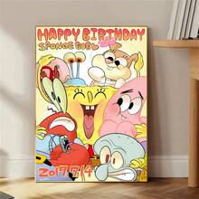 1 pièce Tapisserie murale décorative animée mignonne de personnages animés du film Bob l'éponge - Patrick l'étoile, Squidward et autres personnages animés, tapisserie murale bohème pour décoration de maison, décoration de chambre, décoration murale de pièce