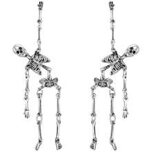 Punk Halloween Earrings For Women, Spooky Skull Skeleton Dangle Earrings For Women, Drop Earring,Scary Halloween Party Earring For Halloween Accessories