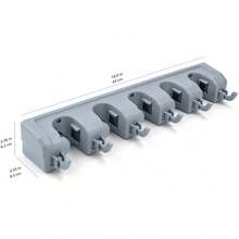 Organizador de Pared Rectangular para Herramientas (Gris, 43 x 8.5 x 6 cm) - Porta Mopa y Escoba con Ganchos y Ranuras, Organizador de Hogar para Garaje/Jardín/Lavandería/Cocina, Portaherramientas de Pared, Porta Mopa para Pared, Porta Escoba con Ganchos, Organizador de Garaje en Pared, Portaherramientas Gris, Porta Mopa y Escoba para Hogar, Organizador de Jardinero en Pared, Portaherramientas con Ranuras, Porta Mopa para Lavandería, Porta Escoba para Cocina, Organizador de Pared para Herramientas, Portaherramientas Rectangular, Organizador de Hogar Gris con Ganchos - Gris - Ver 7