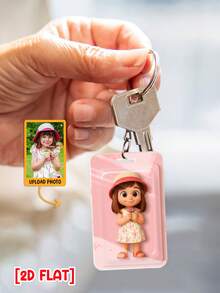 Catygift Custom 2D Flat Keychain, Personalized AI-Rendered Photo Keychain, Unique Gift For Daughter, Family Keepsake, Photo Upload Customization