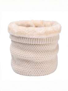 1 件纯色针织颈部保暖器，保暖内衬，户外颈部围巾，适合男孩和女孩，秋冬季