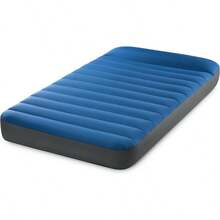 Intex 60411E TruAire Luxury Camping Mattr: FiberTech PunctureResistant Laminate QuickFill USB Air Pump 300lb Weight Capacity Twin Size Blue