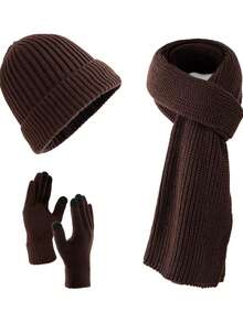 3 Stücke Winterset, ausgestattet mit Touchscreen-Handschuhen, mit Innenfutter aus Arktis-Fleece, Winterwärme-Sets, universelle Kälteschutz-Sets für Herren und Damen, geeignet für Outdoor-Radfahren, Camping, Wandern, Sport und tägliche Winterreisen im Herbst und Winter.