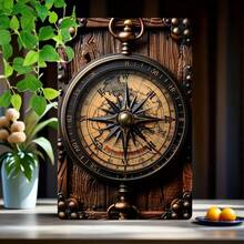 Vintage Kompass Design dekorative Metallblechschild Plakette (8"X12") - Wandkunst für Zimmer, Restaurant, Café, Männerhöhle, Bar, Bauernhof und Garage Dekoration - Keine Batterien erforderlich