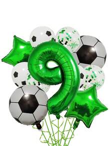 11pcs Football Theme Foil Balloon Set - Numbers 0-9 World Cup Theme Party Birthday Decorations Balloons, Includes 32" Number Balloons And 18" Football Balloons, Suitable For Sports Party/Birthday Party/Summer Party Decor, Fan Party/Locker Room Celebration, Etc. - Multicolor - View 15