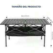 BOJA Mesa Plegable Camping, Mesa de Plegables Chica Portátil con Bolsa de Almacenamiento, 95 * 55 * 50 CM, Adecuado para Exteriores, Camping, Barbacoas. - Negro - Ver 2