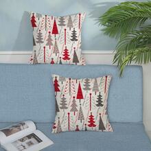 2 buc. față de pernă de Crăciun, față de pernă geometrică colorată roșie și gri cu model de brad de Crăciun, față de pernă decorativă de Crăciun, față de pernă decorativă de iarnă cu model rustic, potrivită pentru canapeaua extensibilă de acasă. (40,6 cm * 40,6 cm, 45,7 cm * 45,7 cm, 50,8 cm * 50,8 cm)