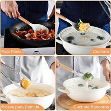 14 PCS Juego de Utensilios de Cocina de Silicona, Juego de Utensilios de Silicon con Mangas Antiadherentes, Resistentes al Calor, sin BPA, esptula/volteador/batidor/cuchara/soporte Blanco - Blanco - Ver 5