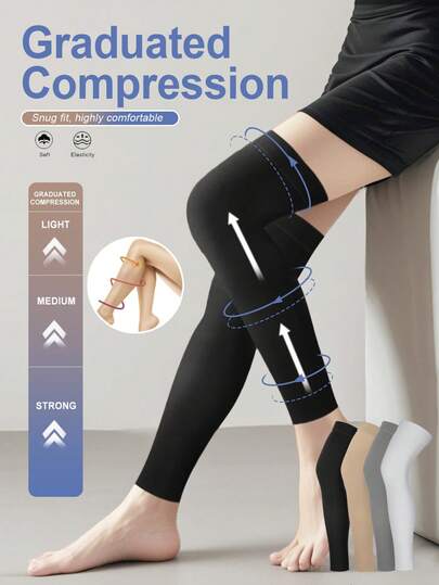 20-30 mmHg 压缩腿套，男女通用塑形弹力支撑防滑旅行瑜伽腿套，Y2K，舒适