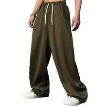 WZIKAI Men's Baggy Sweatpants Elastic Waist Drawstring Wide Leg Sweatpants Casual Loose Baggy Joggers With Pockets{"Size_name":"X-Large","Color_name":"Green"} - 綠色的 - 查看 3