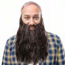 Fake Beard Costume Long Curly Brown Wizard Beard 11.81in Novelty Wizard Costume Men Fake Mustache Soft and Full False Facial Hair for Carnival Themed Party Cosplay Halloween Costume Brown - como en la foto - Ver 8