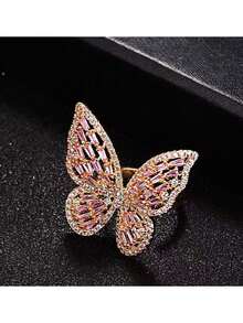 1 件锆石蝴蝶指节戒指，适合日常佩戴 - 淺粉色 - 查看 2