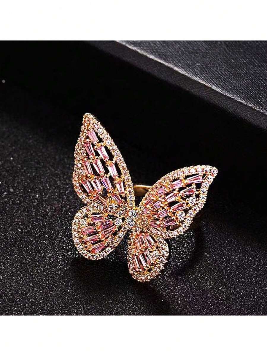 1 件锆石蝴蝶指节戒指，适合日常佩戴