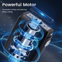 1 pieza Afeitadora eléctrica recargable por USB con pantalla LED para hombres, máquina de afeitar rotativa Hatteker - Negro - Ver 7