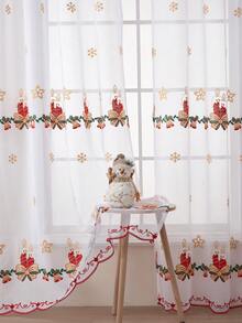 1 pieza Cortina bordada navideña, cortina bordada con tema navideño, adecuada para fiesta de Navidad, decoración del hogar para sala de estar, cocina, dormitorio, decoraciones navideñas, decoración navideña, decoraciones navideñas para el hogar, decoración de habitación
