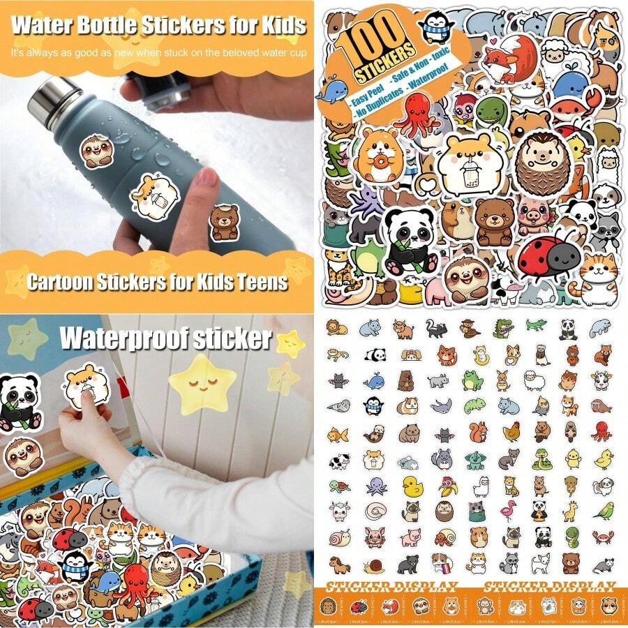 100 PCS Water Bottle Stickers For Cute Vinyl Aesthetic Waterproof ...