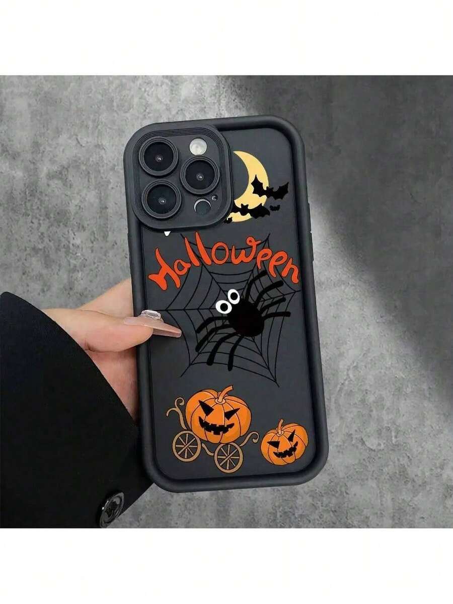 Halloween Spider Pumpkin Creative Cartoon Pattern, New Sky Eye Staircase Phone Case, Interesting Simple Fashion Personality Men And Women Holiday Gift Phone Case Suitable For IPhone