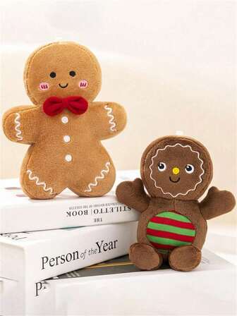 姜饼人毛绒玩偶，创意圣诞抱枕毛绒玩偶，圣诞礼物，姜饼人圣诞树挂饰抱枕，适合男士、女士、儿童的圣诞装饰礼物，平安夜节日礼物