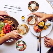 4pcs/6pcs/300pcs Christmas Milk Cup Patterned Diatom Mud Coasters Are Suitable For Home Decoration, Coffee Shops, Afternoon Tea, Restaurant Decoration, Theme Parties, Daily Decoration, And Can Also Be Given As Christmas Gifts - Multicolor - View 6