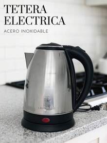 Hervidor eléctrico, para agua caliente, café y té, apagado automático, protección contra ebullición en seco,2 lts, 1000 W, acero inoxidable, tetera electrica. - Plateado - Ver 2