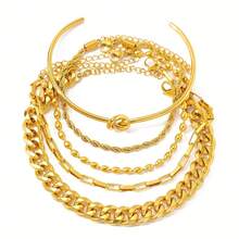 18K Gold Plated Stainless Steel Bracelet Set, Lightweight Luxury Jewelry, Won't Fade, Suitable For Vacation, Gifts, Parties