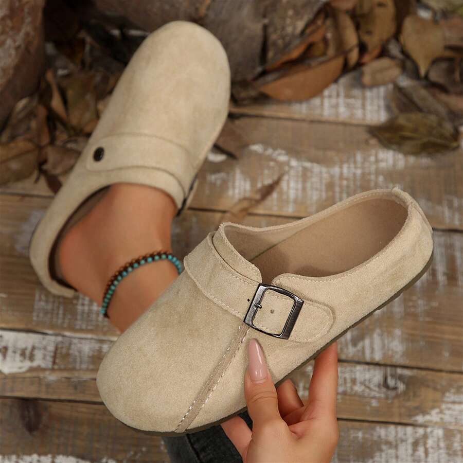 Spring Autumn Travel Outdoor Shoes For Women Cute Sandals Mules Slides With Buckles Slip On Non Slip Lightweight Casual Slippers Gifts Walking - 杏色 - 查看 1