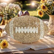Novelty Football Shape Rhinestone Bag For Women Shiny Crystal Clutch Purse Party Handbag For Prom Cocktail - Gold - View 1