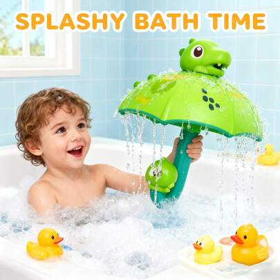 Dinosaur Umbrella Showerhead, Children's Bathroom Toy, Spinning Water Spray, Playing In The Water, Spinning And Laughing, Baby Shower Toy