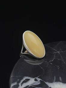 Valentine's Day Gift Luxurious Generous High-Quality Steel Colour Imitation Amber Ring Suitable For Women In Europe, The Middle East, And The United States - Steel Ring - View 2