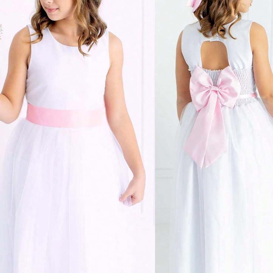 Pink Pleated Loose Belt With Bow At The Back - 淺粉色 - 查看 1