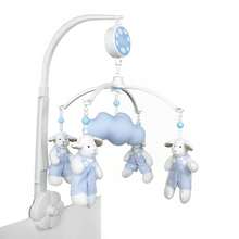 Móbile Giratório Musical Carneiro Ovelha Nuvem Azul Berço Bebê