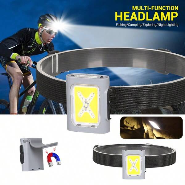 1 pezzo Mini faro a LED portatile con molletta, ricaricabile, adatto per campeggio all'aperto, pesca e luci di emergenza domestiche