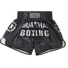 男士拳击训练短裤，适合泰拳、格斗运动 - 黑色 - 查看 9