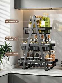 1 pieza Bandeja de cesta de frutas reforzada de 2/3 niveles, estante de almacenamiento para encimera de cocina con varillas de soporte adicionales, apto para frutas, verduras, pan y aperitivos; estantes extraíbles ahorradores de espacio, apto para almacenamiento de alimentos, gabinetes y encimeras, a menudo se usa para exhibición en el hogar y la cocina. Cesta de frutas negra.