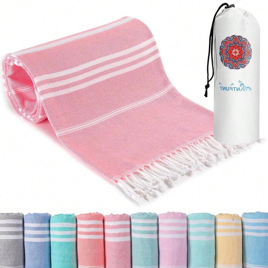 Turkish Beach Towels Vacation Essentials Quick Dry Sand Free Soft Absorbent Extra Large XL Big Blanket Adult Pool Towel Lightweight Thin Sandless Fast Drying Compact No Sand Packable Foldable - ThinnerFuchsia172x36英寸 - 查看 1