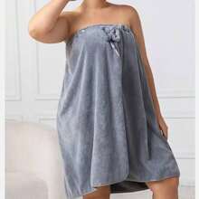 1pc Coral Fleece Bathrobe, Long Bathrobe Bath Skirt, SAP Bathrobe, Quick-Drying, Absorbent, Soft, Non-Shedding, Home Use