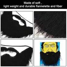 WILLBOND 3 Sets Halloween Self Adhesive Fake Eyebrows Beard Funny Moustache Kit for Halloween Costumes Party Cosplay Props - como en la foto - Ver 4