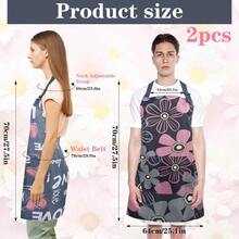 2 Pack Apron Women With Pockets, Adjustable Waterproof Floral Chef Aprons Women Chef Apron Kitchen, Gardening, Cooking, Salon, BBQ Or Baking - ban đầu - Xem 2