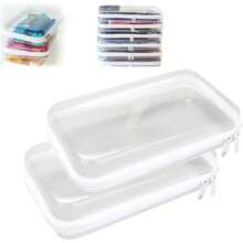 2 Pcs Portable Hard Clear Zipper Cases For Pencils Cosmetics Snacks Travel And Storage