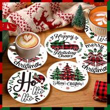 4/8 miếng lót ly chủ đề Giáng sinh, miếng lót ly thấm hút họa tiết Giáng sinh dùng cho cà phê, nhà bếp, bàn, phòng, trang trí quầy bar, quà tặng ngày lễ - Nhiều màu - Xem 13