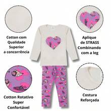 Kit 3 conjuntos Infantil Menina Verão 3 blusas e 3 leg estampada Qualidade Superior - Multicolorido - Visão 4